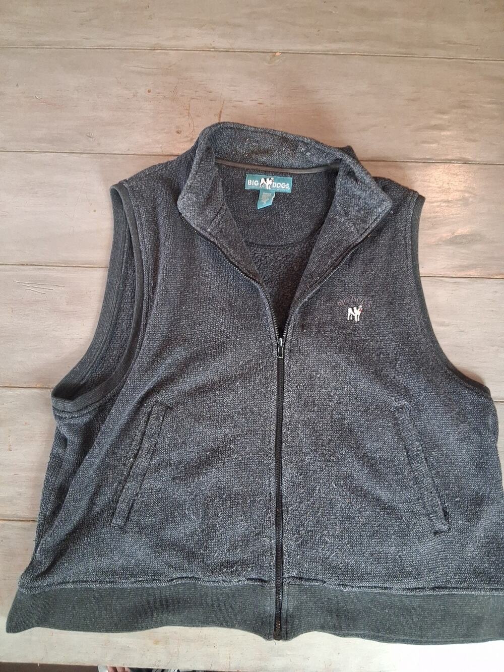 Big Dogs Fun & Attitude Gray Full Zip Vest Size: 1X